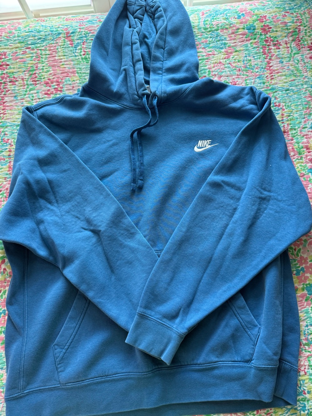 Nike Men's Zip-Up Hoodie in Blue with White Swoosh